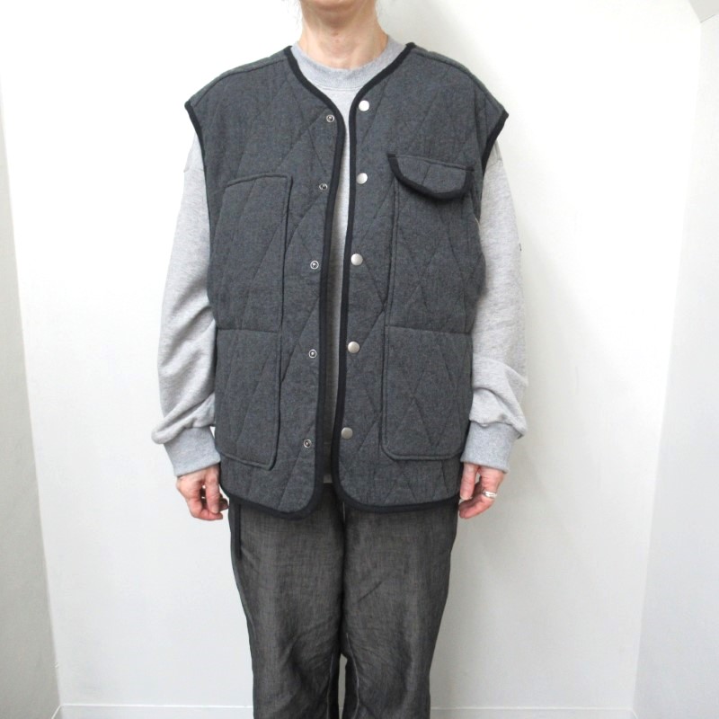 LAITERIE 接結キルト2WAYロングベスト/CH杢89